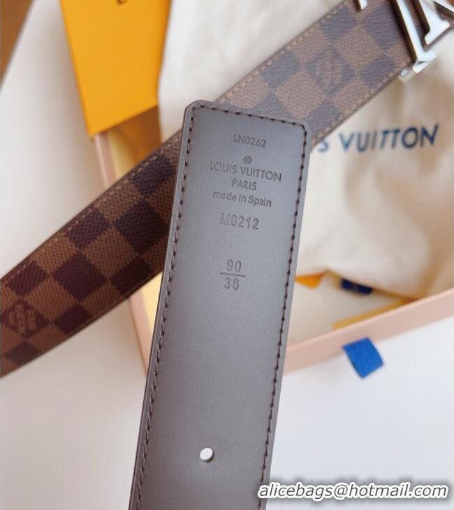 Inexpensive Louis Vuitton Men's Damier Ebene Canvas Belt 4cm with Silver LV Buckle LV011003 2025