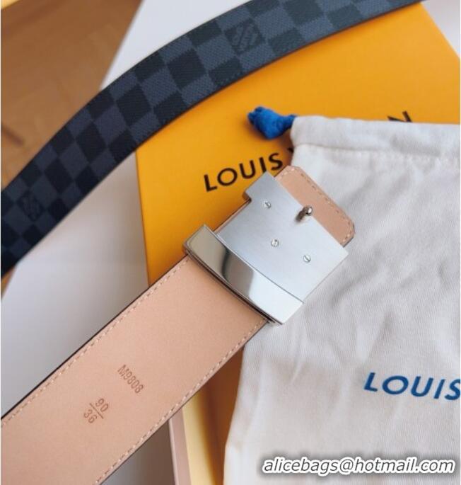 Super Quality Louis Vuitton Men's Damier Canvas Belt 4cm with LV Buckle LV011003 Black/Pink 2025