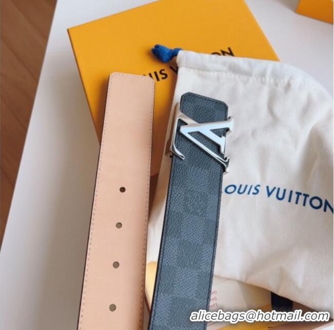 Super Quality Louis Vuitton Men's Damier Canvas Belt 4cm with LV Buckle LV011003 Black/Pink 2025