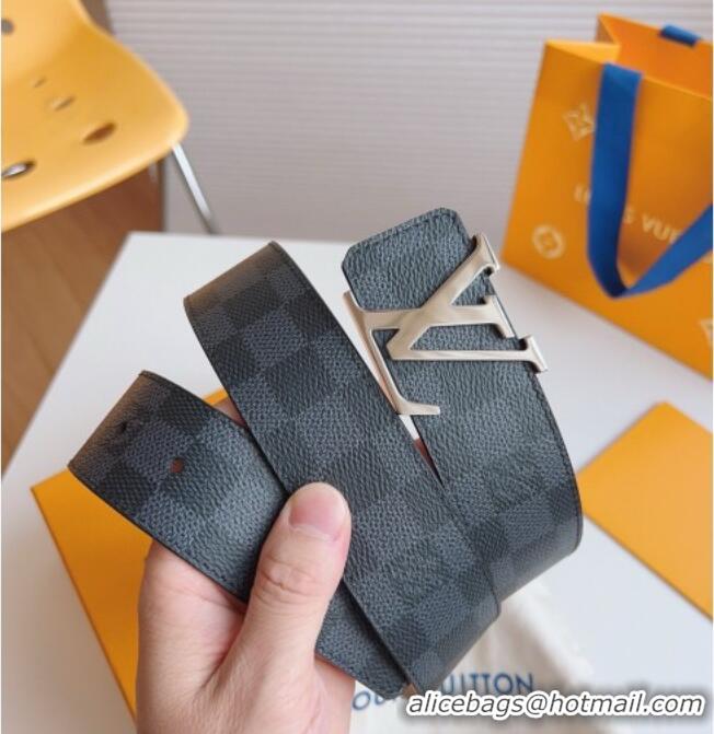 Super Quality Louis Vuitton Men's Damier Canvas Belt 4cm with LV Buckle LV011003 Black/Pink 2025