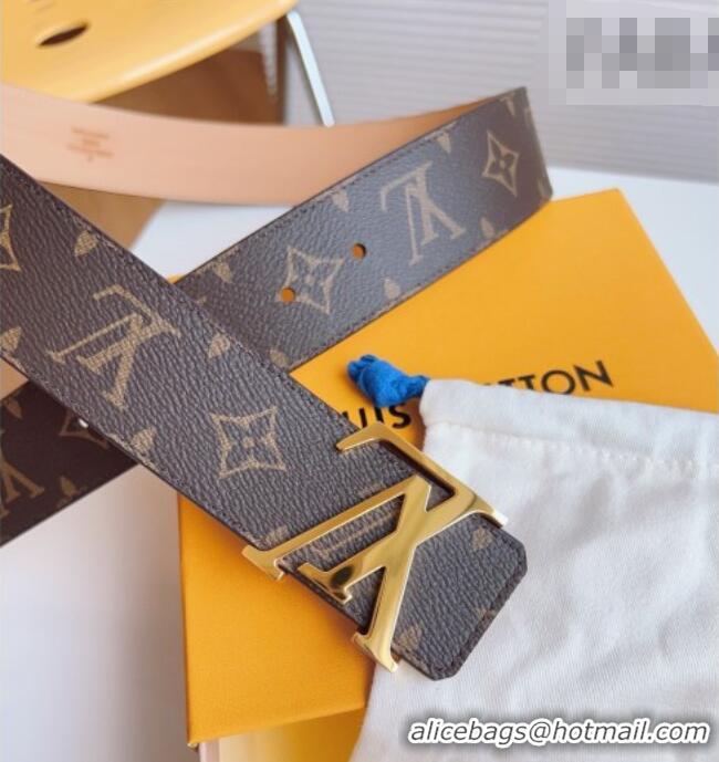 Grade Quality Louis Vuitton Men's Belt 4cm with LV Buckle Monogram Canvas/Pink LV011003 2025