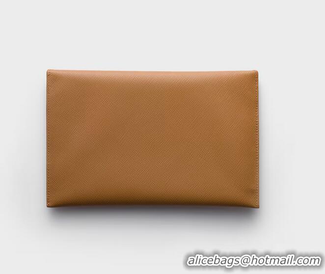 Top Grade Prada Saffiano Leather Envelope Clutch 1MF048 Caramel