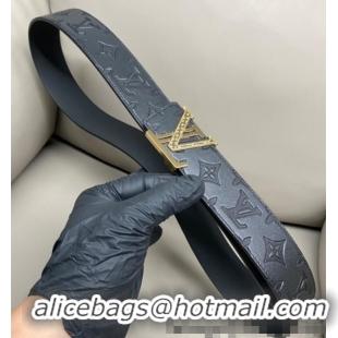Promotional Louis Vuitton Men's Maxi Monogram Leather Belt 4cm with Silver LV Buckle LV011004 Black 2025