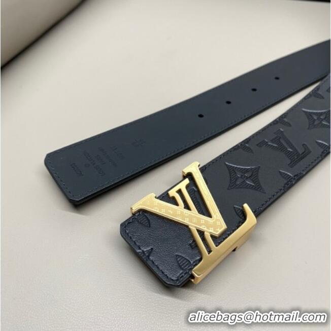 Promotional Louis Vuitton Men's Maxi Monogram Leather Belt 4cm with Silver LV Buckle LV011004 Black 2025