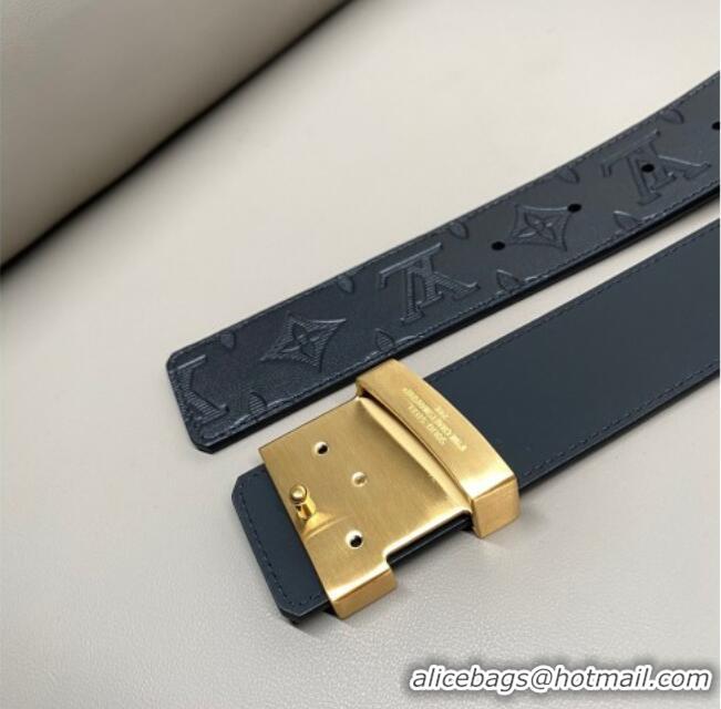 Promotional Louis Vuitton Men's Maxi Monogram Leather Belt 4cm with Silver LV Buckle LV011004 Black 2025