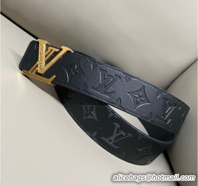 Promotional Louis Vuitton Men's Maxi Monogram Leather Belt 4cm with Silver LV Buckle LV011004 Black 2025