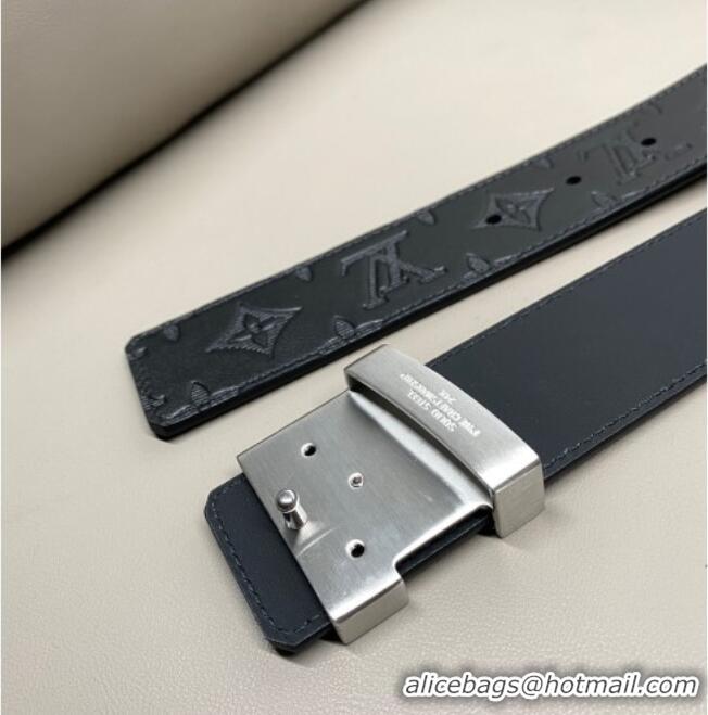Pretty Style Louis Vuitton Men's Maxi Monogram Leather Belt 4cm with Silver LV Buckle LV011004 Black 2025
