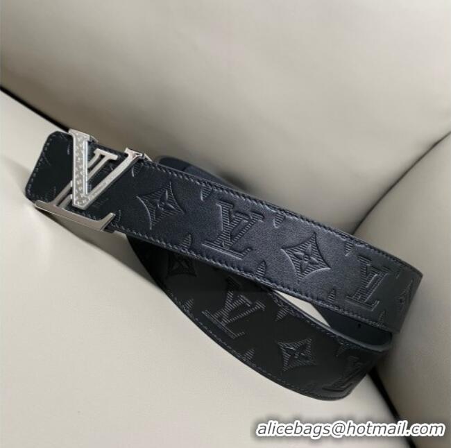 Pretty Style Louis Vuitton Men's Maxi Monogram Leather Belt 4cm with Silver LV Buckle LV011004 Black 2025