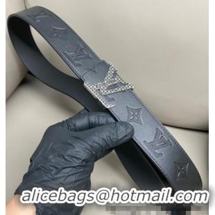 Good Taste Louis Vuitton Men's Maxi Monogram Leather Belt 4cm with Silver LV Buckle LV011005 Black 2025
