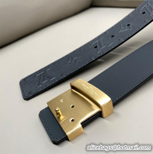 Top Design Louis Vuitton Men's Mesh Leather Belt 4cm with Gold LV Buckle LV011006 Black 2025