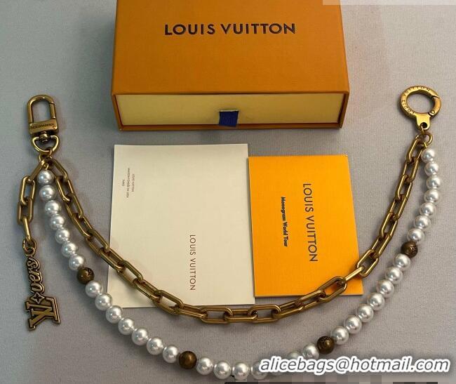 Super Quality Louis Vuitton Pearls Chain Belt and Bag Charm M02606 Aged Gold/White 2025