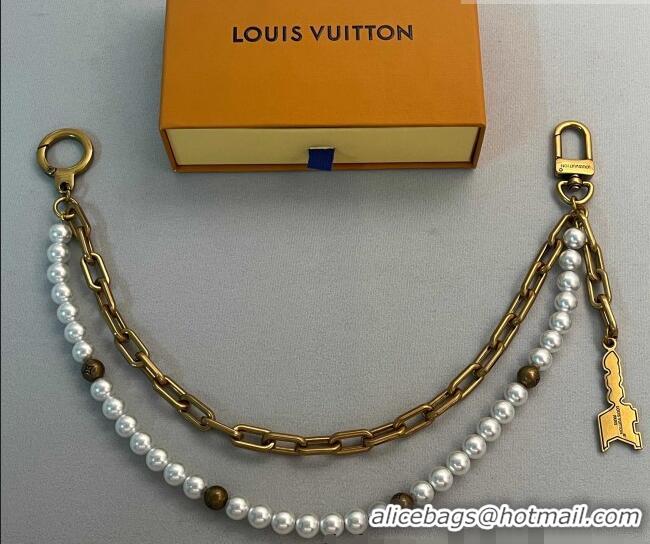 Super Quality Louis Vuitton Pearls Chain Belt and Bag Charm M02606 Aged Gold/White 2025