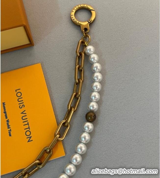 Super Quality Louis Vuitton Pearls Chain Belt and Bag Charm M02606 Aged Gold/White 2025