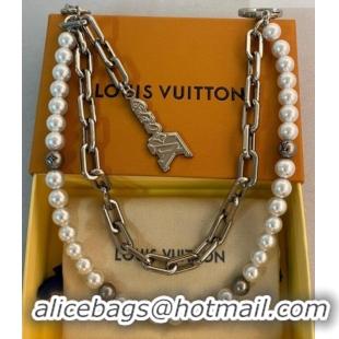 Best Price Louis Vuitton Pearls Chain Belt and Bag Charm M02606 Silver 2025