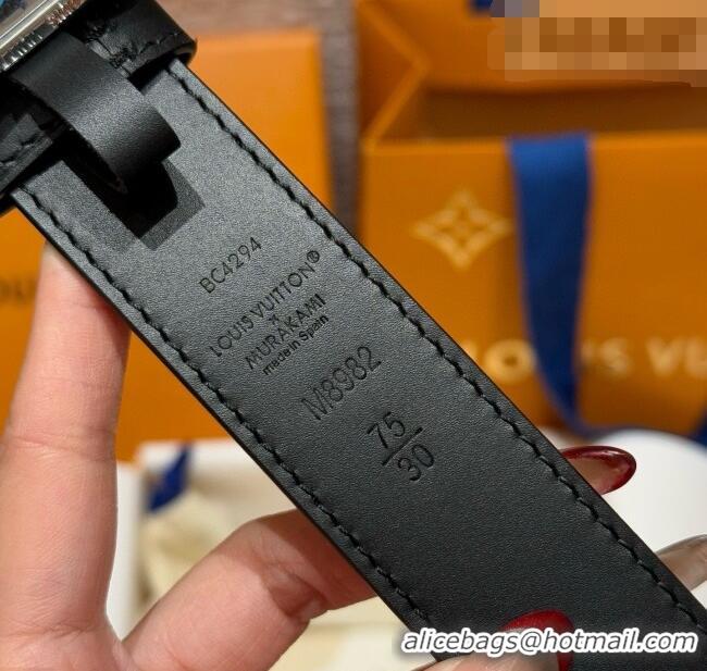 Luxury Cheap Louis Vuitton LV x TM Monogram Multicolored Belt 3cm 0617 Black 2025