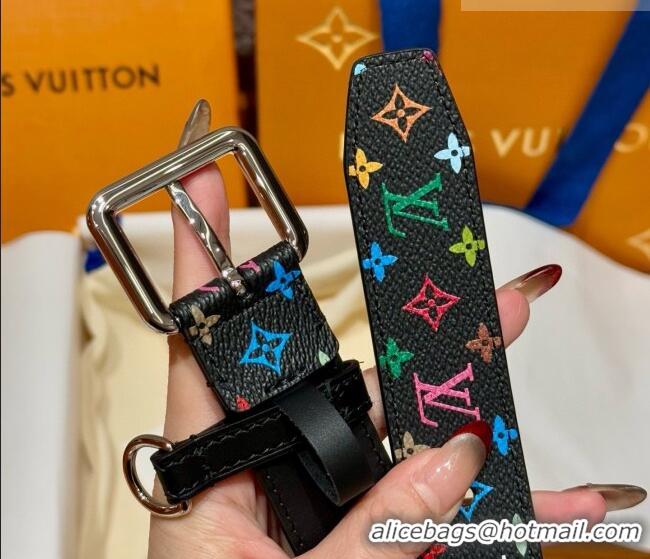 Luxury Cheap Louis Vuitton LV x TM Monogram Multicolored Belt 3cm 0617 Black 2025