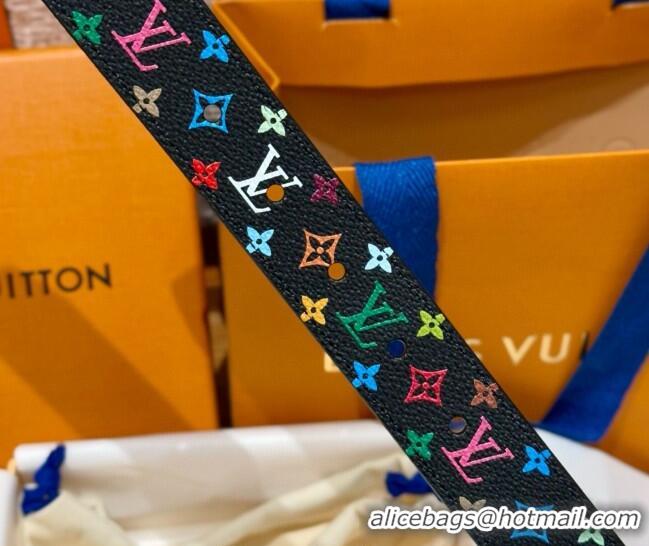 Luxury Cheap Louis Vuitton LV x TM Monogram Multicolored Belt 3cm 0617 Black 2025