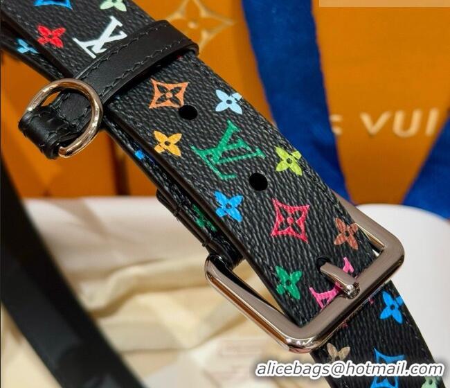 Luxury Cheap Louis Vuitton LV x TM Monogram Multicolored Belt 3cm 0617 Black 2025