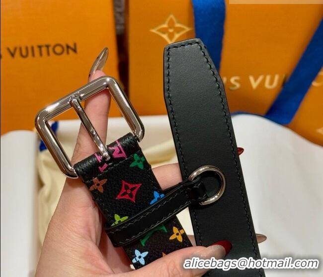 Luxury Cheap Louis Vuitton LV x TM Monogram Multicolored Belt 3cm 0617 Black 2025