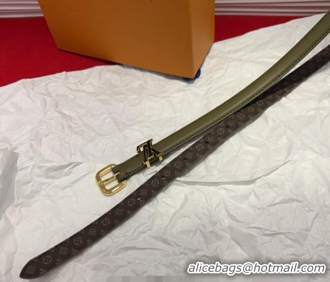 Luxury Cheap Louis Vuitton Darling Ard Belt 1.5cm in Leather LV091201 Green/Black LV 2025