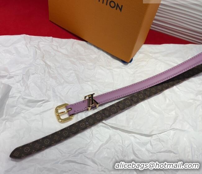 Top Grade Louis Vuitton Darling Ard Belt 1.5cm in Leather LV091201 Purple/Black LV 2025