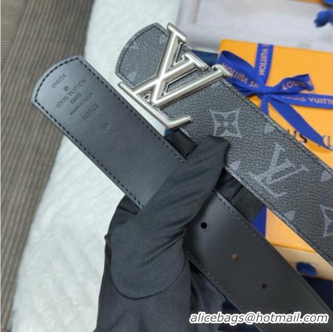Best Quality Louis Vuitton Monogram Canvas Belt 4cm with LV Buckle M8846 Black/Silver 2025