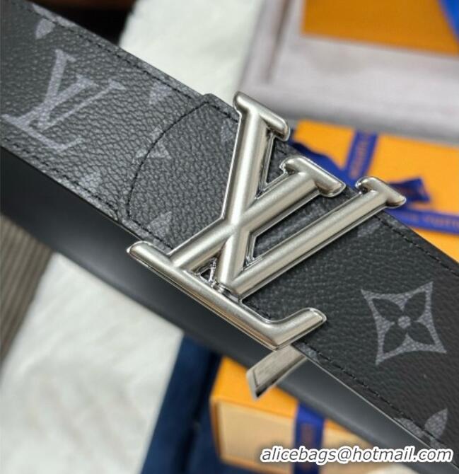 Best Quality Louis Vuitton Monogram Canvas Belt 4cm with LV Buckle M8846 Black/Silver 2025