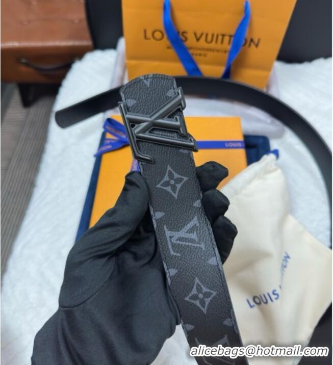 Low Cost Louis Vuitton Monogram Canvas Belt 4cm with LV Buckle M8846 Black 2025