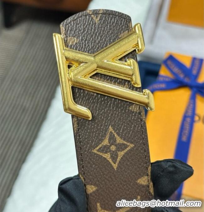 Best Product Louis Vuitton Monogram Canvas Belt 4cm with LV Buckle M8846 Brown/Gold 2025