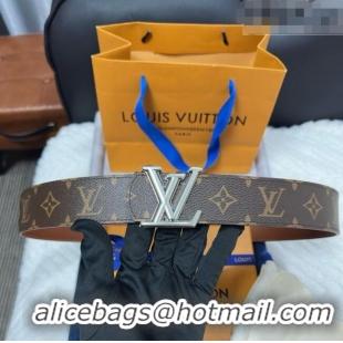 Inexpensive Louis Vuitton Monogram Canvas Belt 4cm with LV Buckle M8846 Brown/Silver 2025