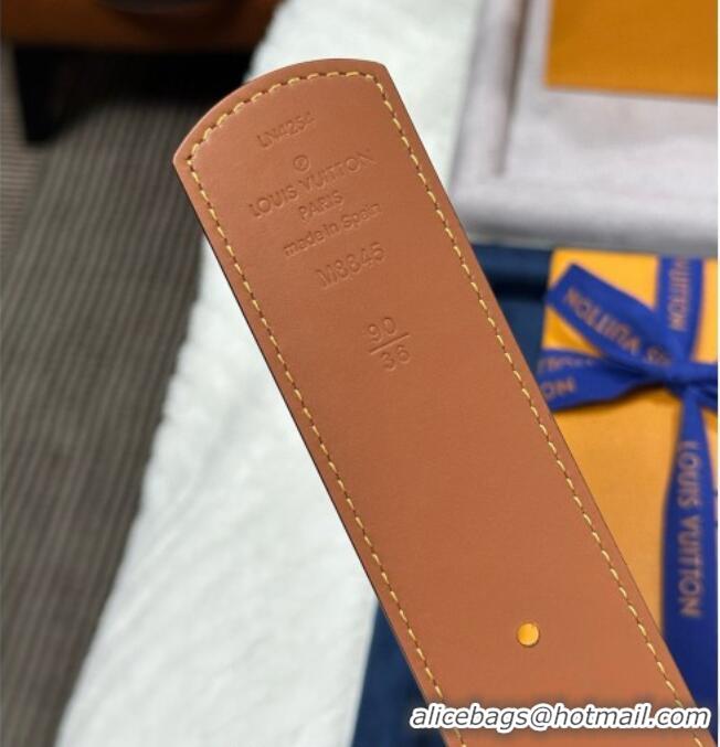 Inexpensive Louis Vuitton Monogram Canvas Belt 4cm with LV Buckle M8846 Brown/Silver 2025