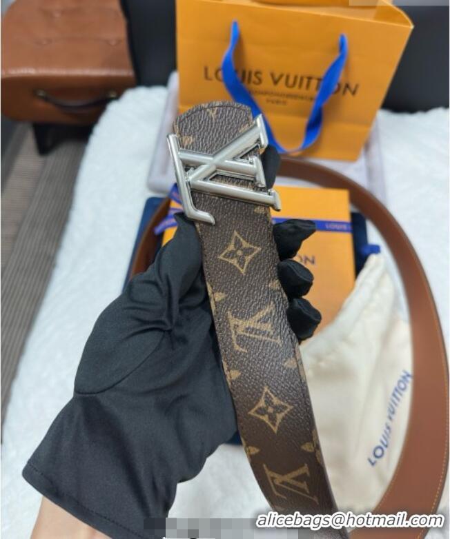 Inexpensive Louis Vuitton Monogram Canvas Belt 4cm with LV Buckle M8846 Brown/Silver 2025