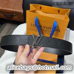 Top Grade Louis Vuitton Reversible Togo Monogram Leather Belt 4cm with LV Buckle LV091202 Black/Gunmetal 2025