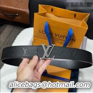 Best Product Louis Vuitton Reversible Togo Monogram Leather Belt 4cm with LV Buckle LV091202 Black/Silver 2025