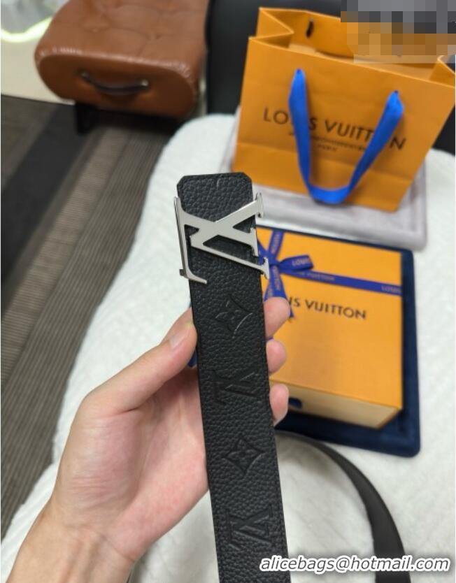 Best Product Louis Vuitton Reversible Togo Monogram Leather Belt 4cm with LV Buckle LV091202 Black/Silver 2025