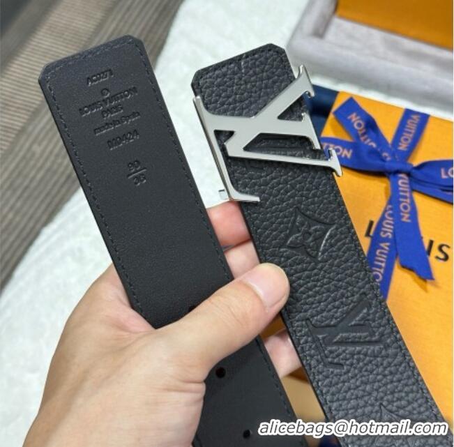 Best Product Louis Vuitton Reversible Togo Monogram Leather Belt 4cm with LV Buckle LV091202 Black/Silver 2025