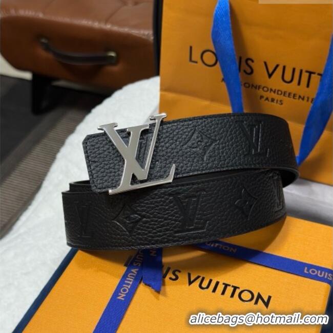 Best Product Louis Vuitton Reversible Togo Monogram Leather Belt 4cm with LV Buckle LV091202 Black/Silver 2025