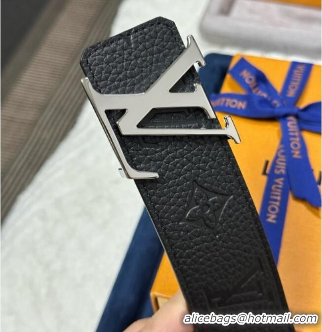 Best Product Louis Vuitton Reversible Togo Monogram Leather Belt 4cm with LV Buckle LV091202 Black/Silver 2025