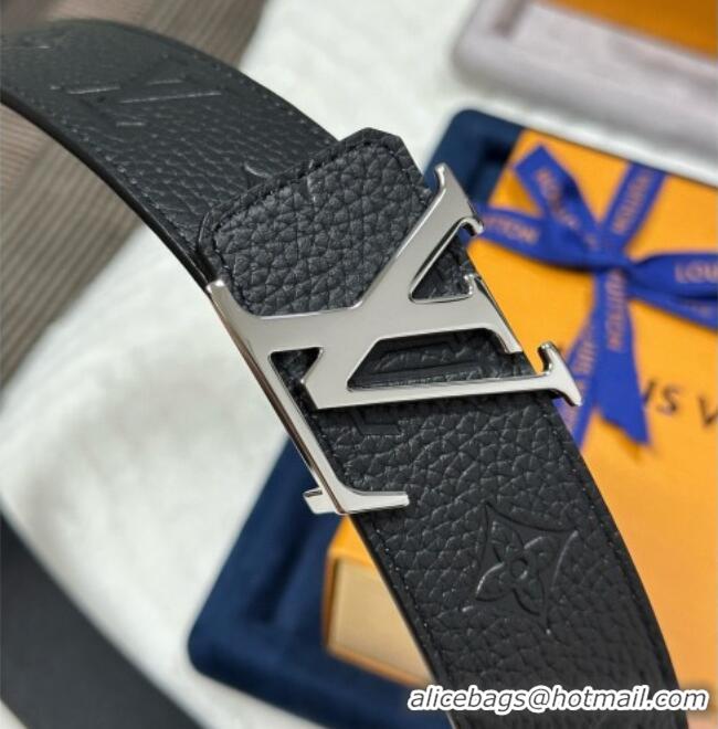 Best Product Louis Vuitton Reversible Togo Monogram Leather Belt 4cm with LV Buckle LV091202 Black/Silver 2025