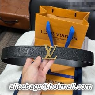 Original Cheap Louis Vuitton Reversible Togo Monogram Leather Belt 4cm with LV Buckle LV091202 Black/Gold 2025
