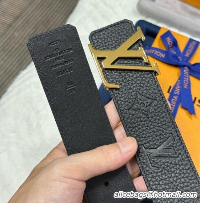 Original Cheap Louis Vuitton Reversible Togo Monogram Leather Belt 4cm with LV Buckle LV091202 Black/Gold 2025
