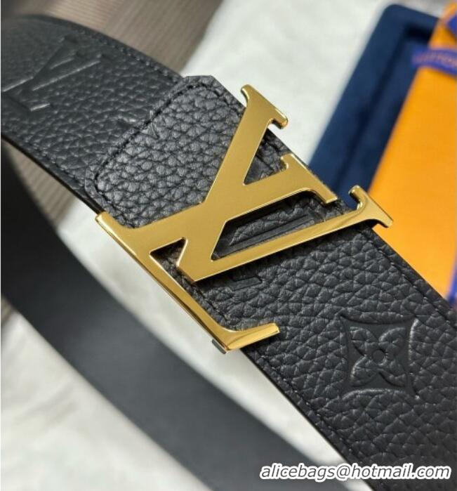 Original Cheap Louis Vuitton Reversible Togo Monogram Leather Belt 4cm with LV Buckle LV091202 Black/Gold 2025
