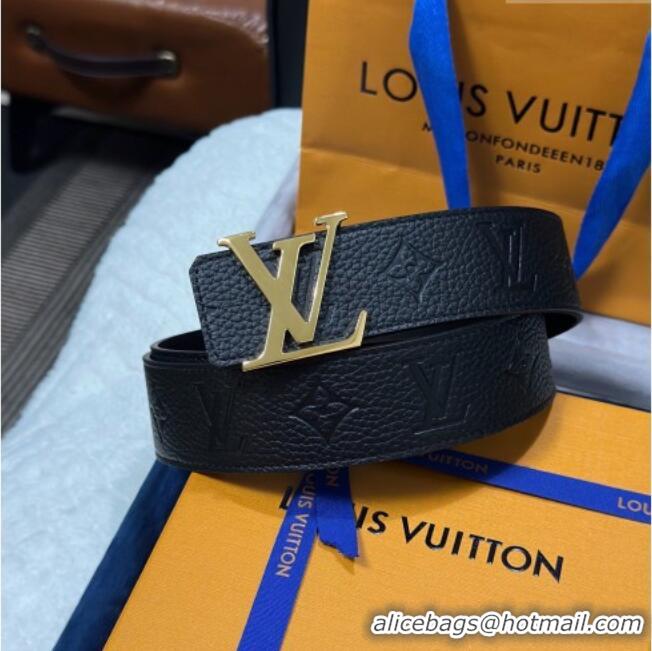 Original Cheap Louis Vuitton Reversible Togo Monogram Leather Belt 4cm with LV Buckle LV091202 Black/Gold 2025