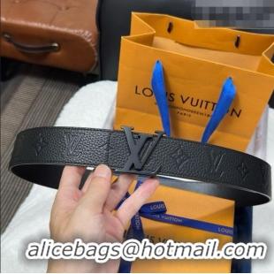 Best Grade Louis Vuitton Reversible Togo Monogram Leather Belt 4cm with LV Buckle LV091202 All Black 2025