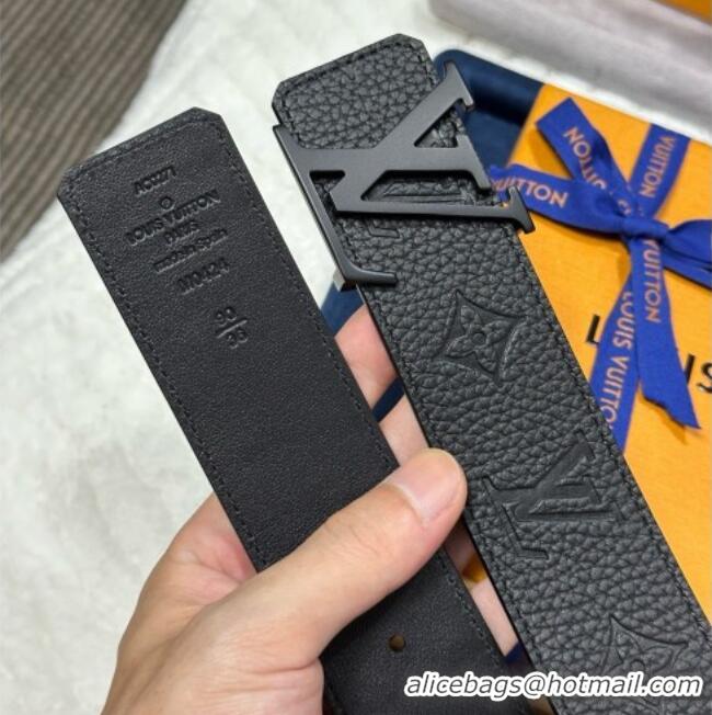 Best Grade Louis Vuitton Reversible Togo Monogram Leather Belt 4cm with LV Buckle LV091202 All Black 2025