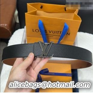 Top Quality Louis Vuitton Reversible Togo Grained Leather Belt 4cm with LV Buckle LV091202 All Black 2025
