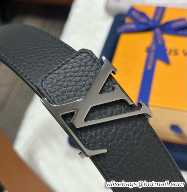 Top Quality Louis Vuitton Reversible Togo Grained Leather Belt 4cm with LV Buckle LV091202 All Black 2025