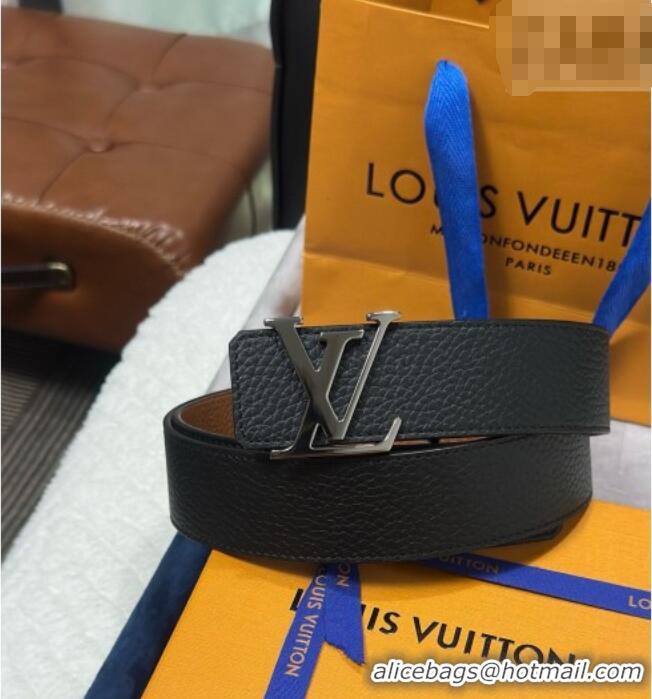 Top Quality Louis Vuitton Reversible Togo Grained Leather Belt 4cm with LV Buckle LV091202 All Black 2025