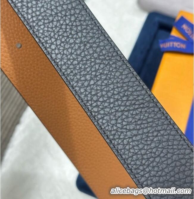 Top Quality Louis Vuitton Reversible Togo Grained Leather Belt 4cm with LV Buckle LV091202 All Black 2025