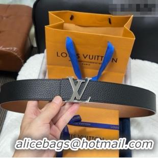 Well Crafted Louis Vuitton Reversible Togo Grained Leather Belt 4cm with LV Buckle LV091202 Black/Silver 2025